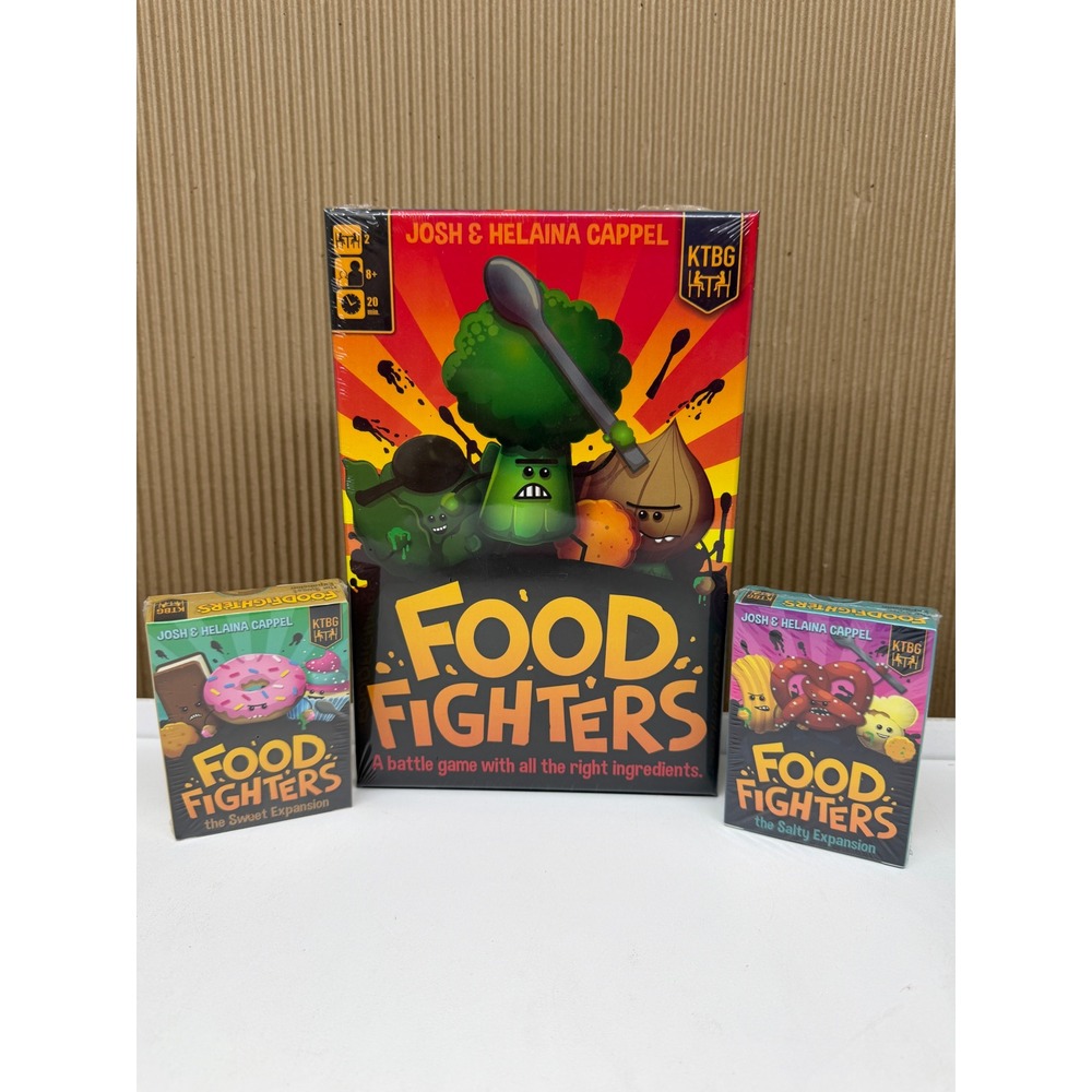 Food Fighters Board Game Bundle with Sweet and Salty Expansions KTBG New Sealed
